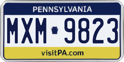 PA license plate MXM9823