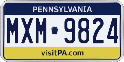 PA license plate MXM9824