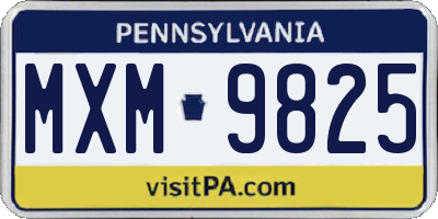 PA license plate MXM9825