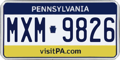 PA license plate MXM9826