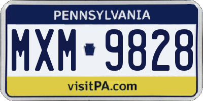 PA license plate MXM9828