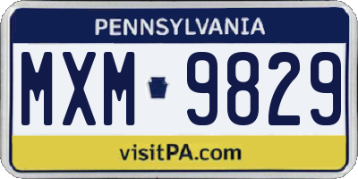 PA license plate MXM9829