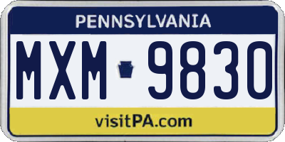 PA license plate MXM9830