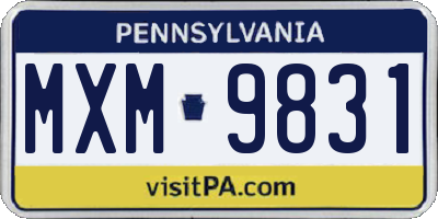 PA license plate MXM9831