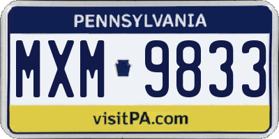 PA license plate MXM9833