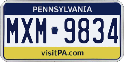 PA license plate MXM9834