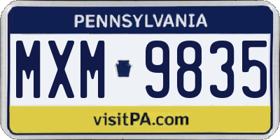PA license plate MXM9835