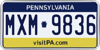 PA license plate MXM9836
