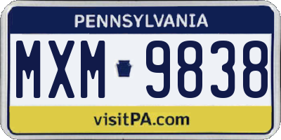 PA license plate MXM9838