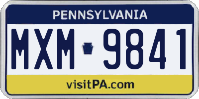 PA license plate MXM9841