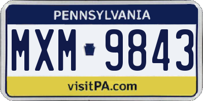 PA license plate MXM9843