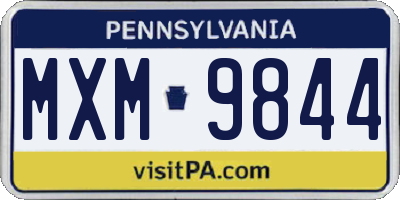 PA license plate MXM9844