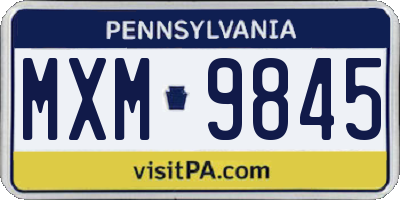 PA license plate MXM9845