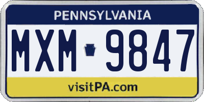 PA license plate MXM9847