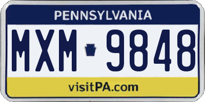 PA license plate MXM9848