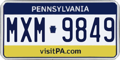 PA license plate MXM9849