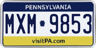 PA license plate MXM9853
