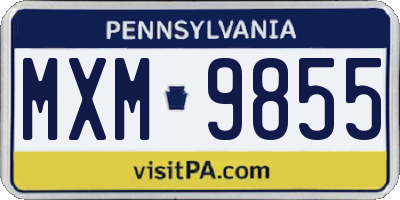PA license plate MXM9855