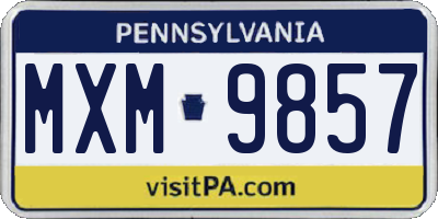 PA license plate MXM9857