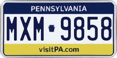PA license plate MXM9858