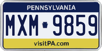PA license plate MXM9859