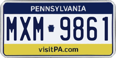PA license plate MXM9861