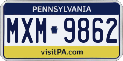 PA license plate MXM9862