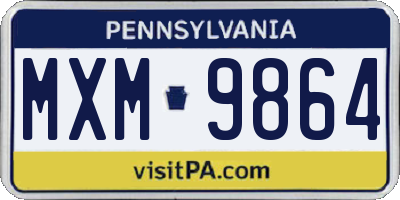 PA license plate MXM9864