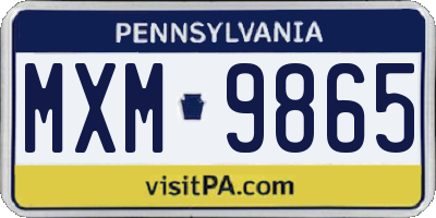 PA license plate MXM9865