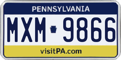 PA license plate MXM9866