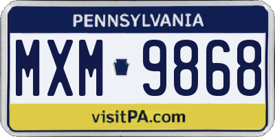 PA license plate MXM9868