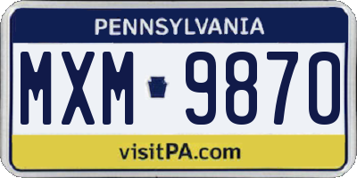 PA license plate MXM9870