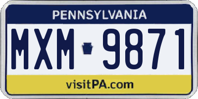 PA license plate MXM9871