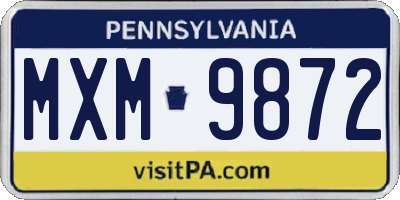 PA license plate MXM9872