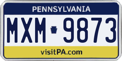 PA license plate MXM9873