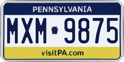 PA license plate MXM9875