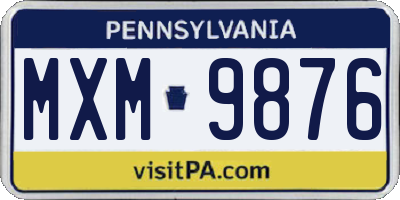PA license plate MXM9876