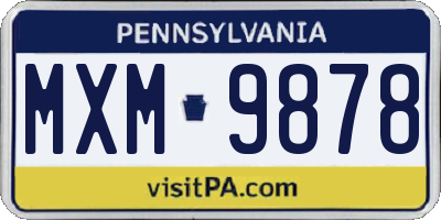 PA license plate MXM9878