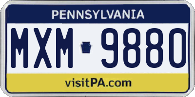 PA license plate MXM9880