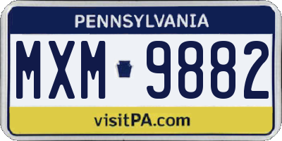 PA license plate MXM9882