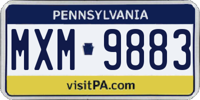 PA license plate MXM9883
