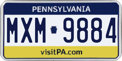 PA license plate MXM9884
