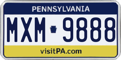 PA license plate MXM9888