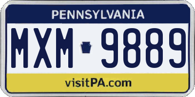 PA license plate MXM9889
