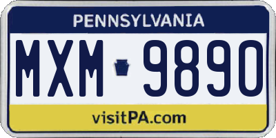 PA license plate MXM9890