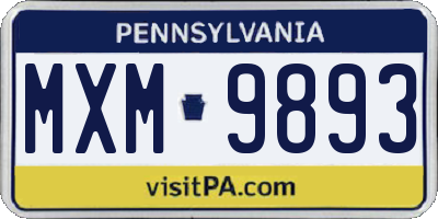 PA license plate MXM9893