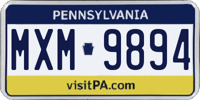 PA license plate MXM9894