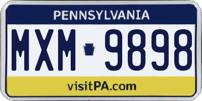 PA license plate MXM9898