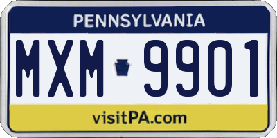 PA license plate MXM9901