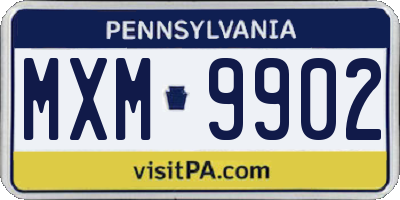 PA license plate MXM9902